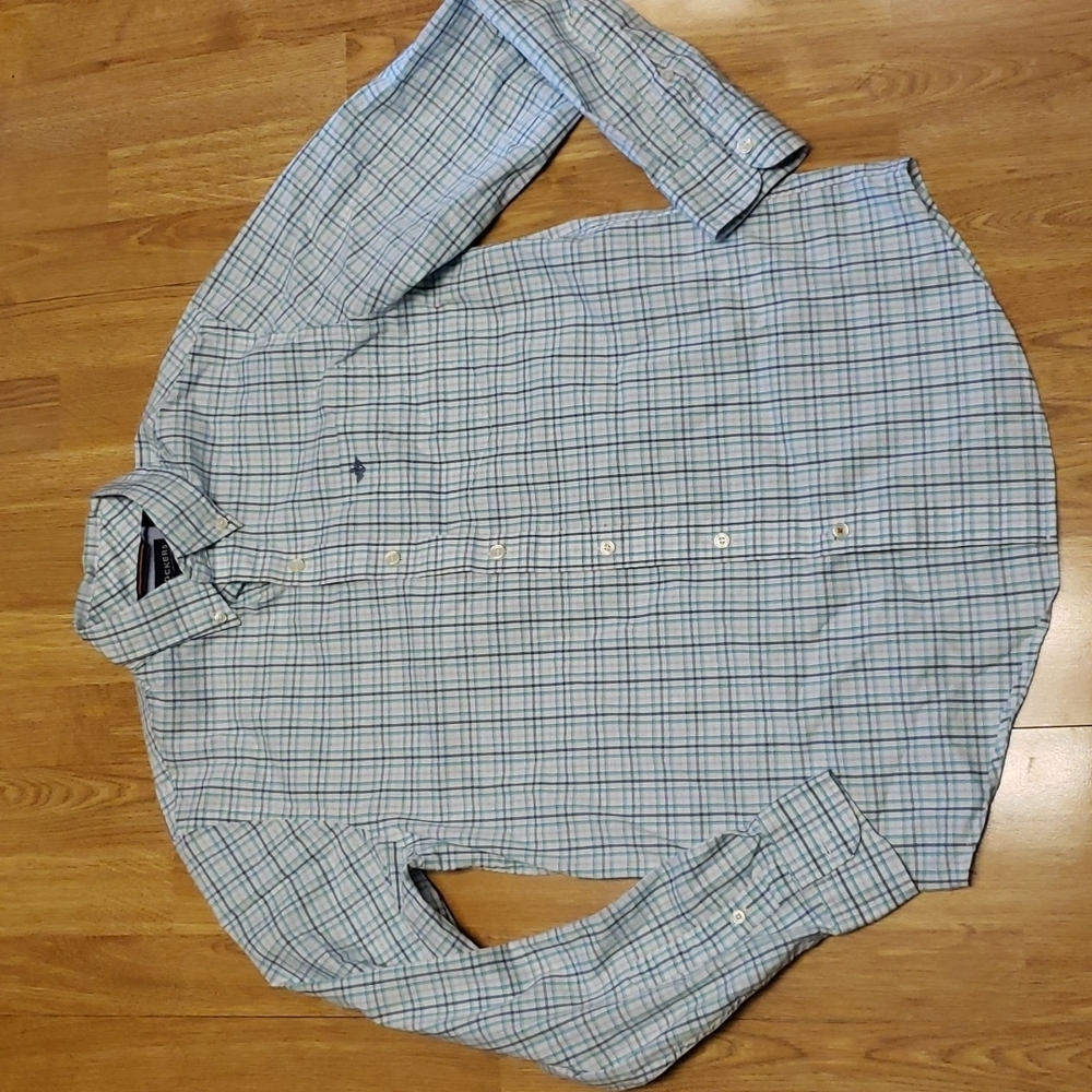 Dockers white plaid button down size small